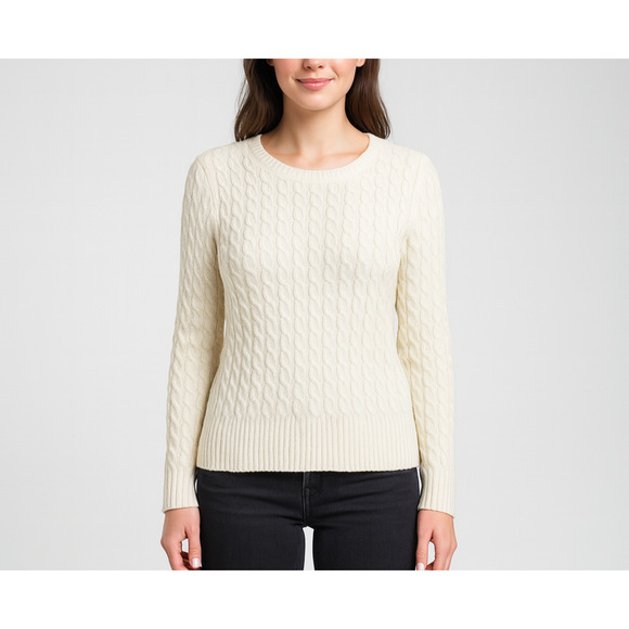 Calvin Klein Cashmere Cable Knit Sweater Longsleeve Sz M Preppy Winter Minimalis - Picture 1 of 7